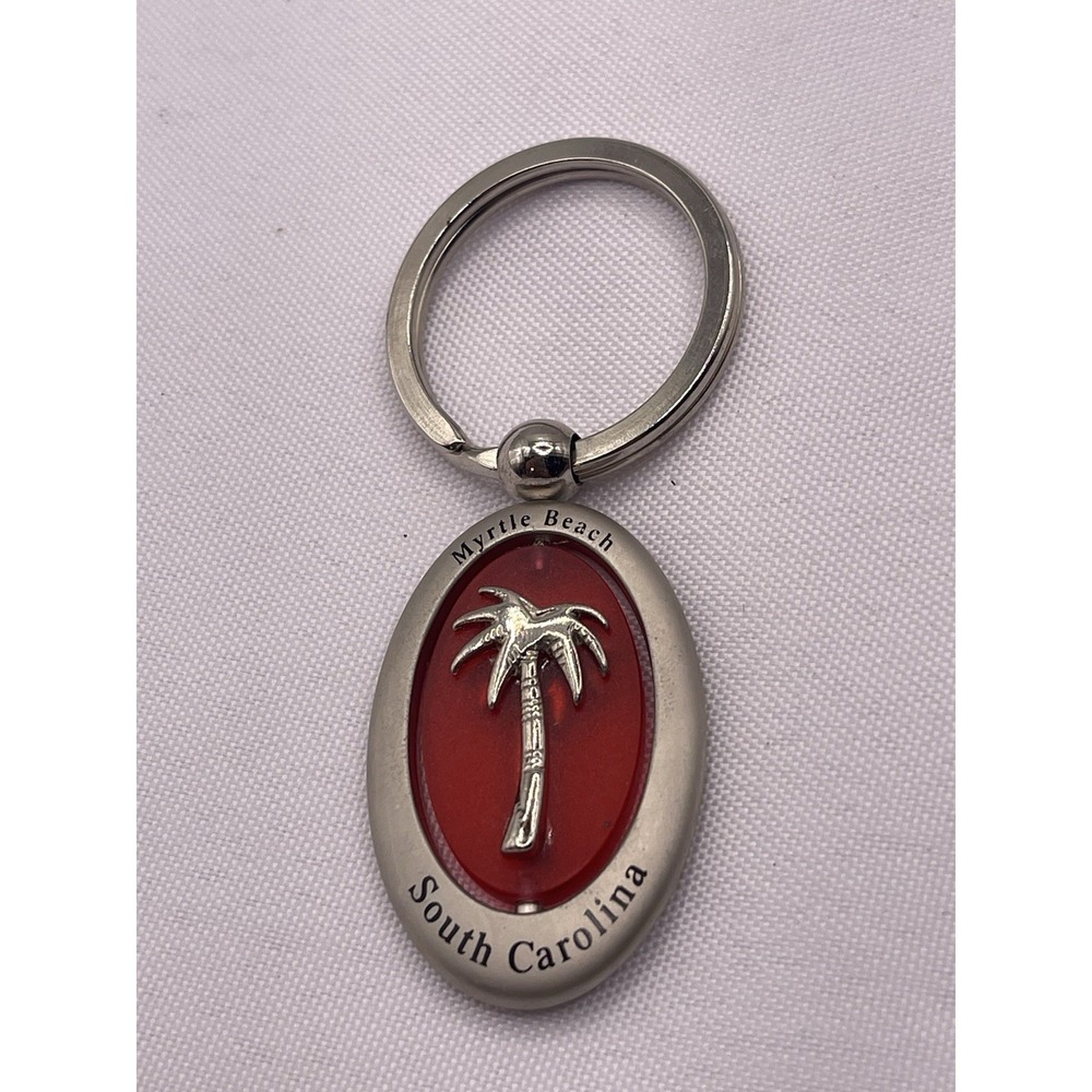 Vintage Myrtle Beach South Carolina Spinner Keychain Souvenir Keyring Palm Tree